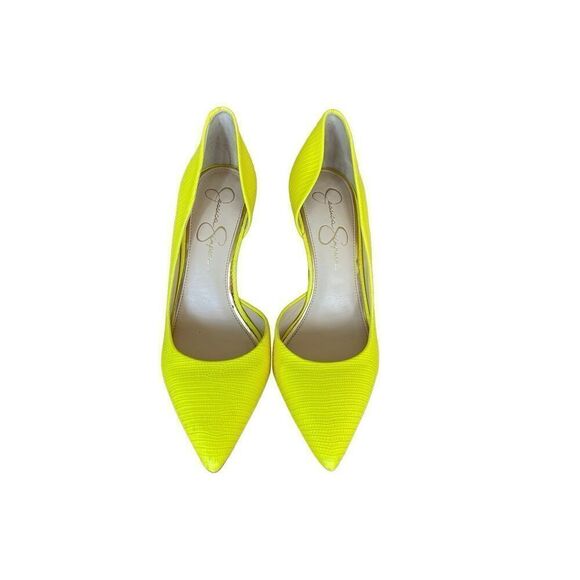 Jessica Simpson Womens Yellow Pointed Toe Stiletto High Heel Pump Size 8.5 - Picture 8 of 9